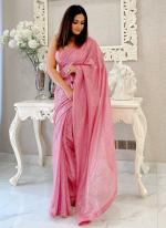 Silk Light Pink Party Wear Sequins Work Saree